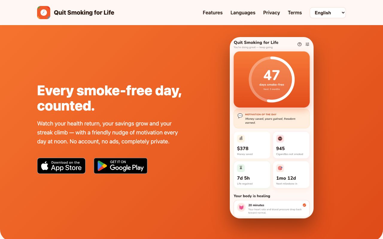 Quit Smoking for Life — aplicație mobilă